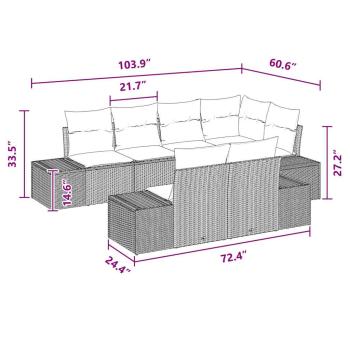 7-teiliges Garten-Sofa-Set mit Kissen Schwarz Poly-Rattan Akazie