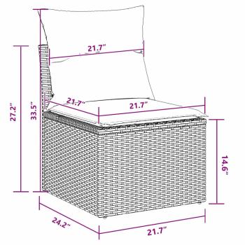 7-teiliges Garten Esstisch Set mit Kissen Schwarz Poly Rattan Akazie