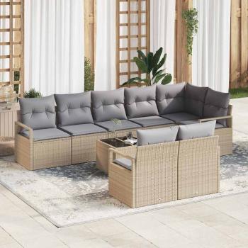 ARDEBO.de - 9-teiliges Garten Sofaset mit Kissen Schwarz Poly Rattan