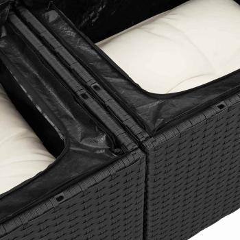 8-teiliges Garten Sofa Set mit Kissen Schwarz Poly Rattan Akazie
