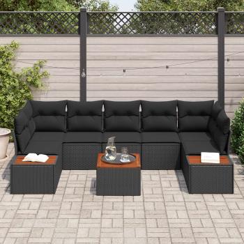 Garten-Sofa-Set 8 stk. Schwarz Poly Rattan