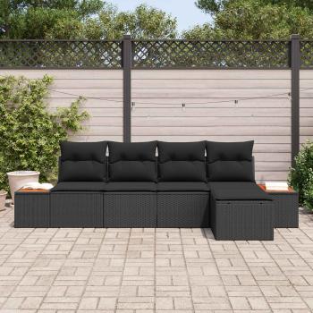 Gartensofa-set 6 stk. 5-Sitzer Schwarz