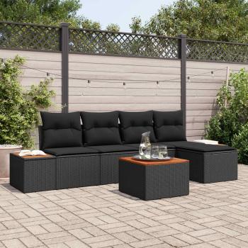 ARDEBO.de - Gartensofa-set 6 stk. 5-Sitzer Schwarz