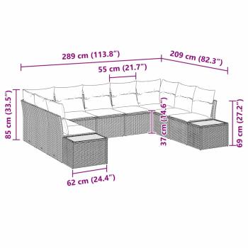 Gartensofa-set mit Kissen 5 pcs Schwarz und Creme Polyrattan