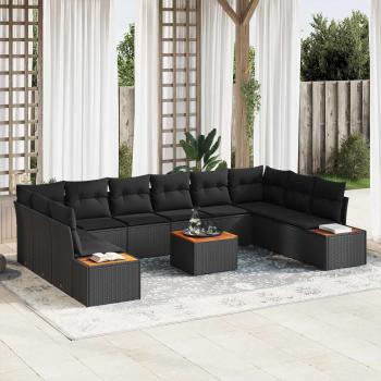 ARDEBO.de - Gartensofa-set 10 stk. 10-Sitzer Schwarz