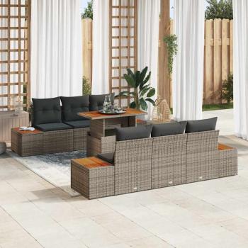 ARDEBO.de - Garten-Sofa-Set 7 stk. Grau Poly Rattan