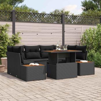 ARDEBO.de - Garten-Sofa-Set 7 stk. Schwarz Poly Rattan