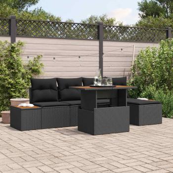 ARDEBO.de - Garten-Sofa-Set 6 stk. Schwarz Poly Rattan