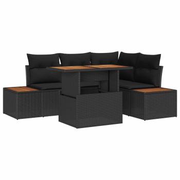 ARDEBO.de - 5-teiliges Garten-Sofa-Set mit Kissen Schwarz Poly-Rattan