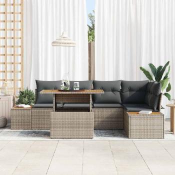 ARDEBO.de - 6-teilige Garten Sofaset mit Kissen Grau Poly Rattan