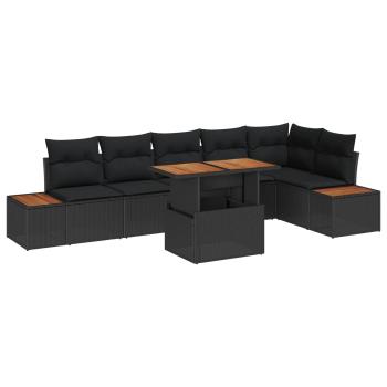 Garten-Sofa-Set 7 stk. Schwarz Poly Rattan