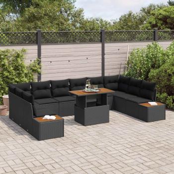 Garten-Sofa-Set 11 stk. Schwarz Poly Rattan