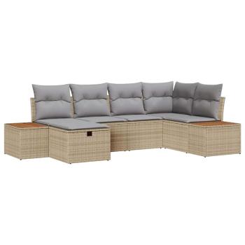 6-teiliges Garten Sofa Set mit Kissen Beige Poly Rattan