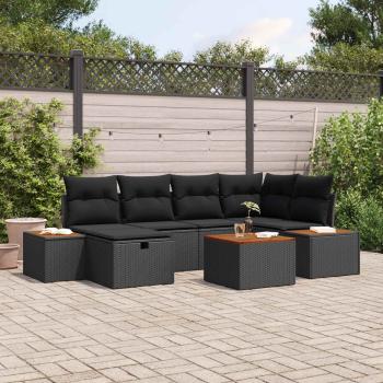 ARDEBO.de - Gartensofa-set 7 stk. Schwarz Poly-Rattan