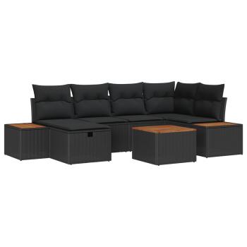 Gartensofa-set 7 stk. Schwarz Poly-Rattan