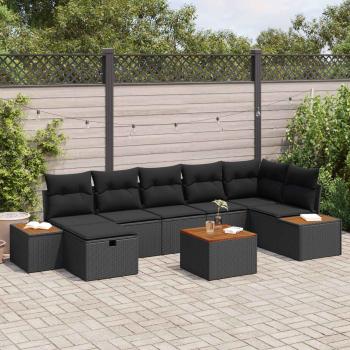 ARDEBO.de - Gartensofa-set 8 stk. Schwarz Poly-Rattan