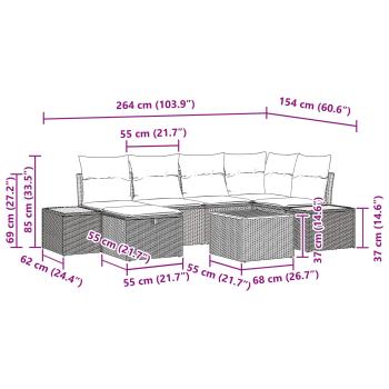 Gartensofa-set 9 Stk. Schwarz Poly-Rattan