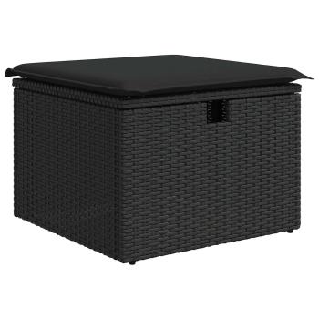 6-Teiliges Garten Sofa Set mit Kissen Schwarz Poly Rattan Akazie