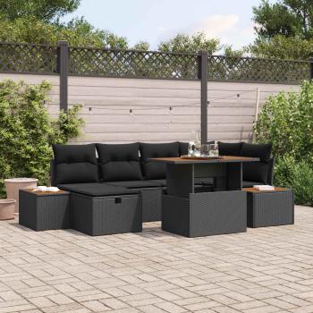 ARDEBO.de - Garten-Sofa-Set 7 Stk. Schwarz Poly-Rattan