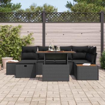 Garten-Sofa-Set 7 Stk. Schwarz Poly-Rattan