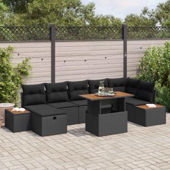 ARDEBO.de - Garten-Sofa-Set 8 Stk. Schwarz Poly-Rattan
