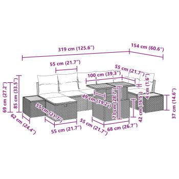 Garten-Sofa-Set 8 Stk. Schwarz Poly-Rattan