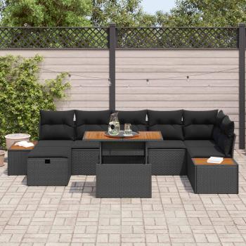 Garten-Sofa-Set 8 Stk. Schwarz Poly-Rattan