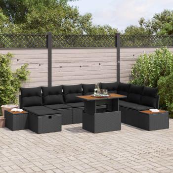 ARDEBO.de - Gartensofa-set 9 stk. Schwarz Poly-Rattan