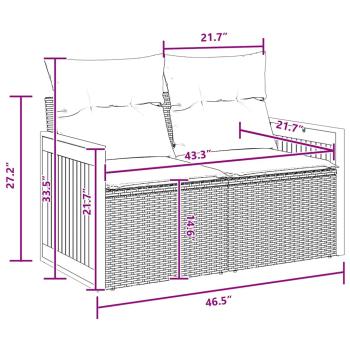 9-teiliges Garten Sofa Set mit Kissen Schwarz Poly Rattan Akazie