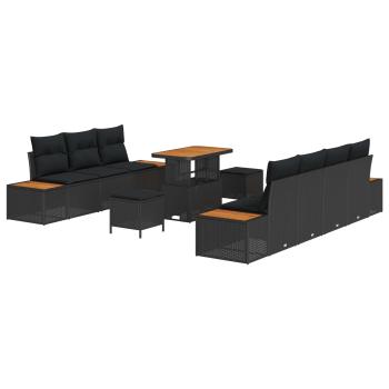Gartensofa-set 10 stk. 9-Sitzanzahl Schwarz Poly Rattan