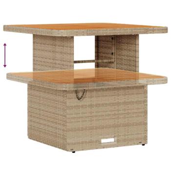11-teiliges Garten-Sofa Set mit Kissen Beige Poly Rattan Akazie