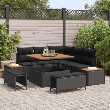 ARDEBO.de - Gartensofa-set 8 stk. 7-Sitzanzahl Schwarz Poly Rattan