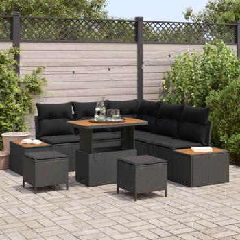 ARDEBO.de - Gartensofa-set 8 stk. 7-Sitzer Schwarz Poly Rattan