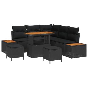 Gartensofa-set 8 stk. 7-Sitzer Schwarz Poly Rattan