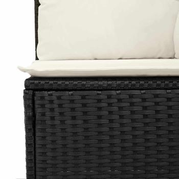 9-Teiliges Garten Sofa Set mit Kissen Schwarz Poly Rattan Akazie