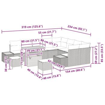 Gartensofa-set mit Kissen mit Speicher 12 pcs Beige Poly Rattan