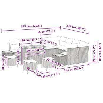 Gartensofa-set 13 stk. 12-Sitzanzahl Schwarz Poly Rattan