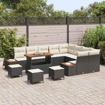 Gartensofa-set 13 stk. 12-Sitzanzahl Schwarz Poly Rattan