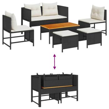 Garten-Sofa-Set Schwarz Synthetisches Rattan Mittel
