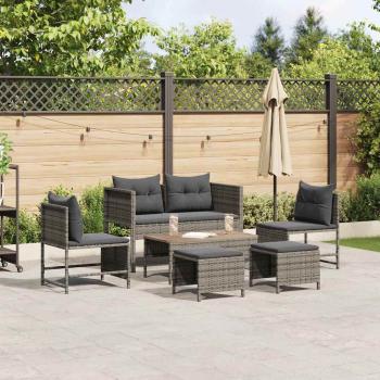 ARDEBO.de - Outdoor-Sofa-Set Grau und Dunkelgrau Rattan, gehärtetes Glas Mittel