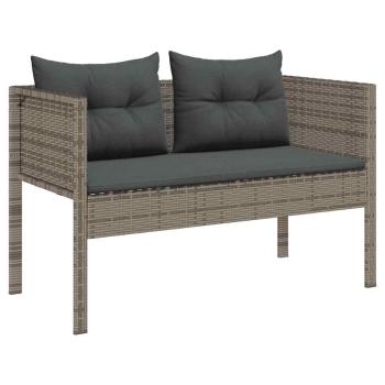 Outdoor-Sofa-Set Grau und Dunkelgrau Rattan, gehärtetes Glas Mittel