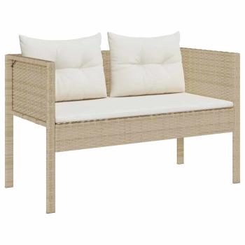 Outdoor Sofa Set Beige und Creme Rattan und Stoff Mittel