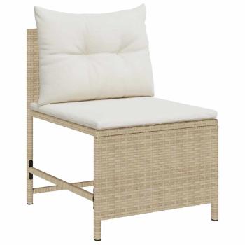Outdoor Sofa Set Beige und Creme Rattan und Stoff Mittel