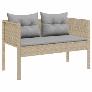Garten-Sofaset Beige und Hellgrau Rattan, Stoff Standard