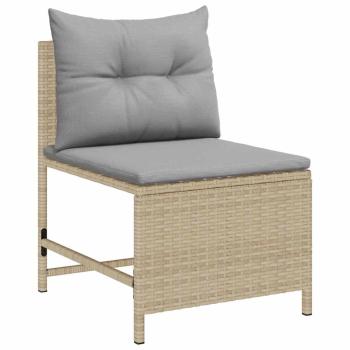 Garten-Sofaset Beige und Hellgrau Rattan, Stoff Standard
