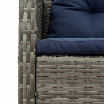 Outdoor-Sofa-Set Grau und Marineblau Rattan mit Metallrahmen