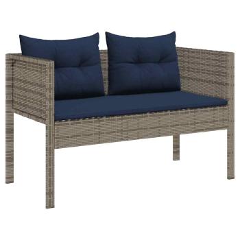 Outdoor-Sofa-Set Grau und Marineblau Rattan mit Metallrahmen