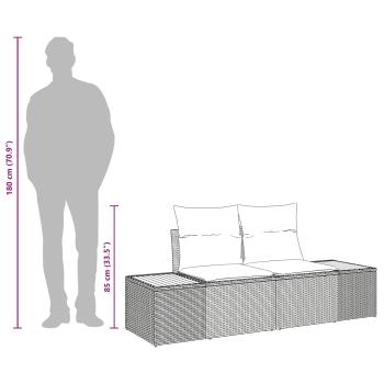 Gartensofa 2-Sitzer mit Kissen Schwarz Poly Rattan