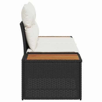 Gartensofa 2-Sitzer mit Stauraum und Kissen Schwarz Poly Rattan