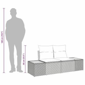 Gartensofa 2-Sitzer mit Stauraum und Kissen Schwarz Poly Rattan